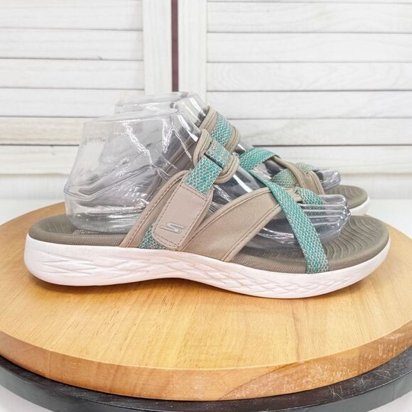 Skechers Performance On The Go 600 Glow Strappy Outdoor Sandals Taupe Green 10 - Picture 2 of 12